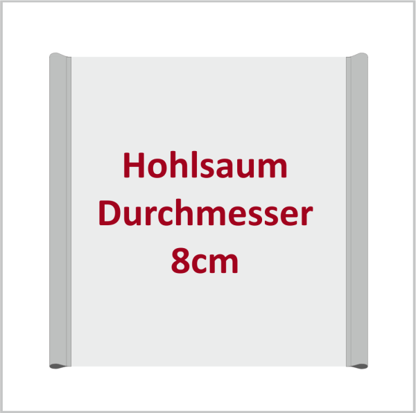 Werbebanner 2x2m mit Hohlsaum senkrecht